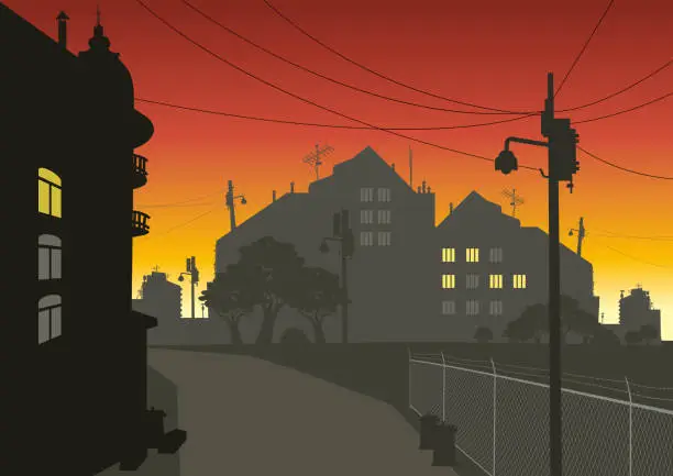 Vector illustration of Dark Solitary Street