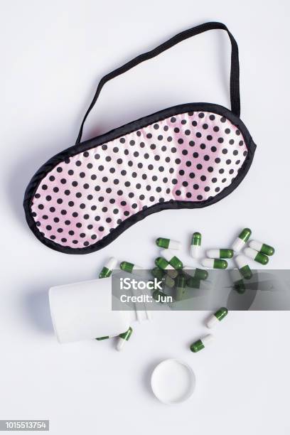 Mask And Sleeping Pills Stock Photo - Download Image Now - Insomnia, Aspirations, Bandage