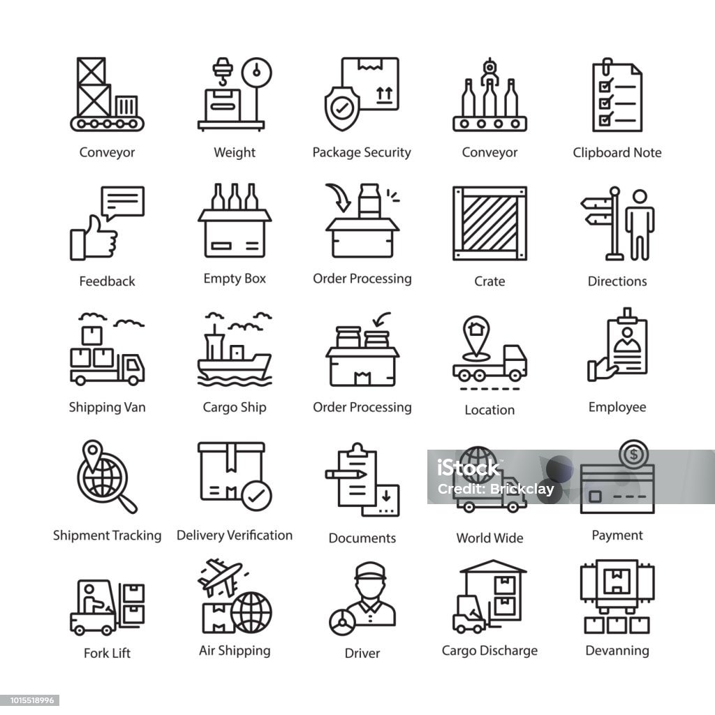 Logistics Delivery Icon Set Outstanding icons designed for the purpose of logistics and delivery. The iconography is engraving the numerous activities, motions and scenarios of logistics delivery services. So grab the pack and entice the viewers with these gripping hippy stylish and modern logistics deliver icons. Driver - Occupation stock vector