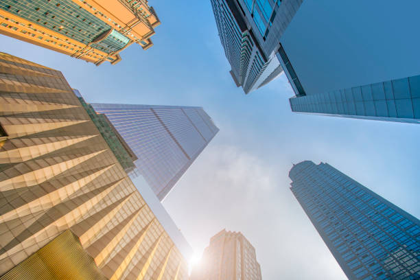 istock Low angle view of skyscrapers architectural glass 1015522880