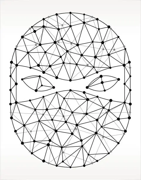 Vector illustration of Ninja Mask Triangle Node Black and White Pattern