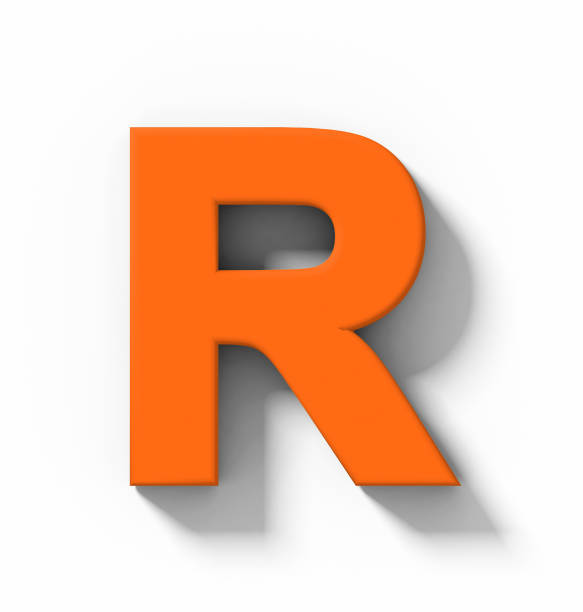 istock letter R 3D orange isolated on white with shadow - orthogonal projection 1015537360