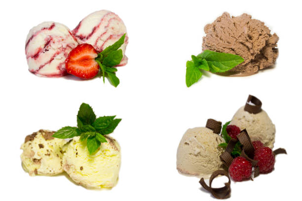 istock scoops of ice cream,set on a white background 1015537576