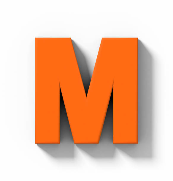 istock letter M 3D orange isolated on white with shadow - orthogonal projection 1015537750