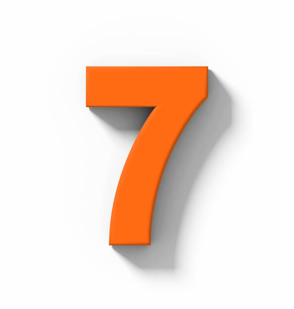istock number 7 3D orange isolated on white with shadow - orthogonal projection 1015538798