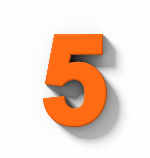istock number 5 3D orange isolated on white with shadow - orthogonal projection 1015540936