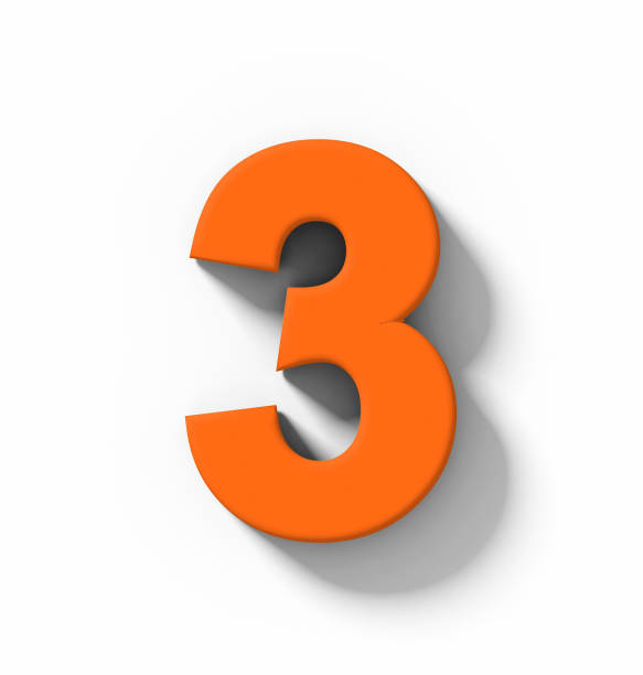 istock number 3 3D orange isolated on white with shadow - orthogonal projection 1015541042