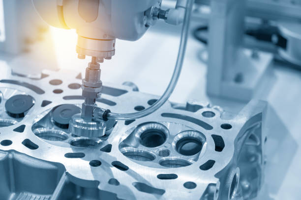 istock The boring machine make the hole at the cylinder head in the light blue scene.. 1015541646