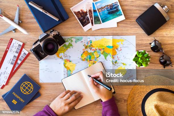 여행에 대 한 만들기 체크 리스트 여행-주제에 대한 스톡 사진 및 기타 이미지 - 여행-주제, 계획, 휴가