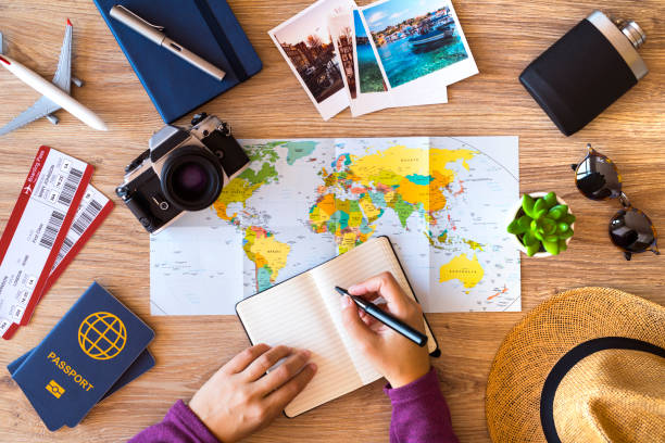 Making check list for travel stock photo
