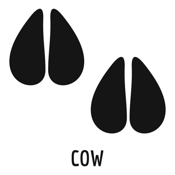 ilustraciones, imágenes clip art, dibujos animados e iconos de stock de icono de paso de la vaca, estilo simple. - pezuña