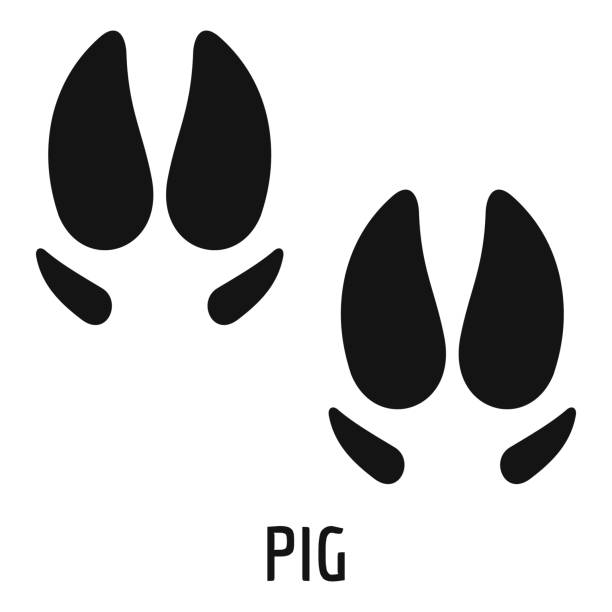 ilustraciones, imágenes clip art, dibujos animados e iconos de stock de icono de paso cerdo, estilo simple. - pezuña