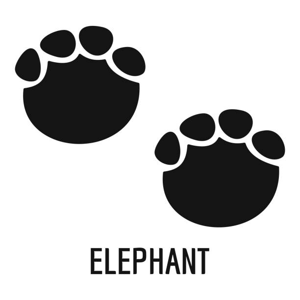 elefanten schrittsymbol, einfachen stil. - elefant stock-grafiken, -clipart, -cartoons und -symbole