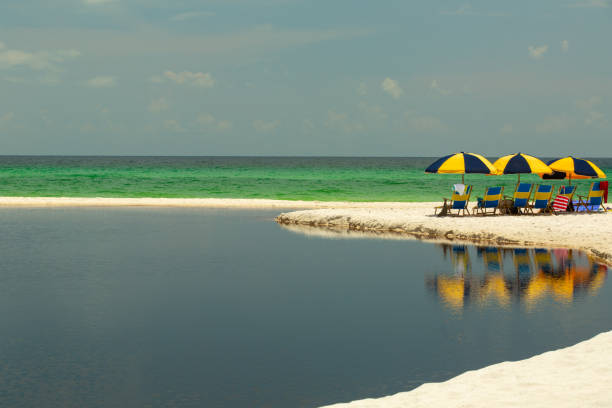 istock seaside beach chair and umbrella 1015545896