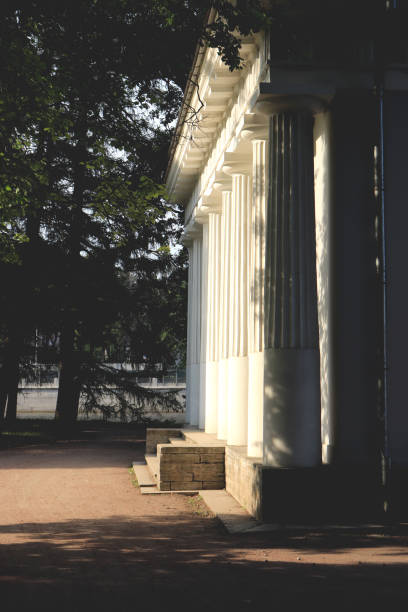 istock Ancient building pillars row. Old columns house in sun lights. 1015558472