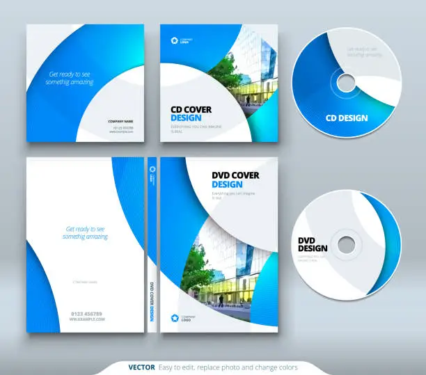 Vector illustration of CD envelope, DVD case design. Business template for CD envelope and DVD disc case.