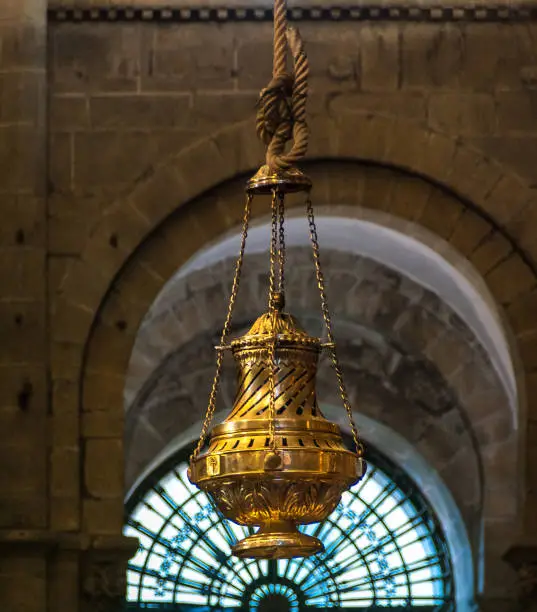 Photo of Big censer Botafumeiro in the Cathedral of Santiago de Compostela