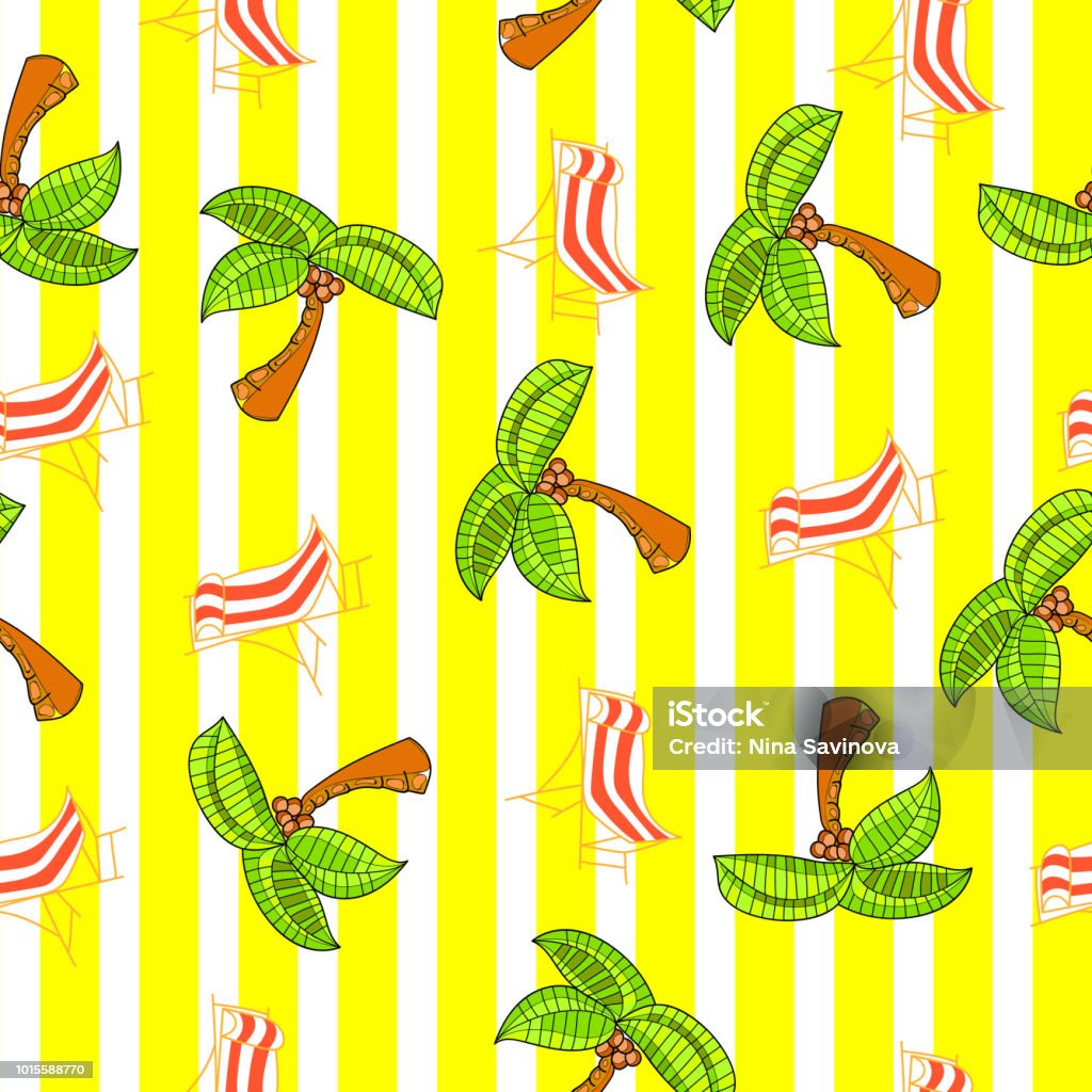 Colorful Beachy Pattern Cute Bright And Colorful Summer Beach Seamless Pattern Vector Stock ...