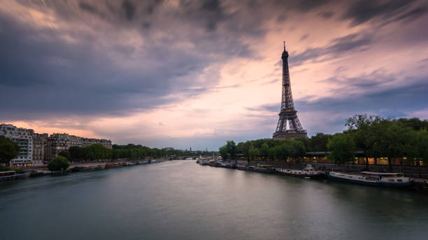 istock Eiffel tower in black and white during a sunny summer day 1015597600