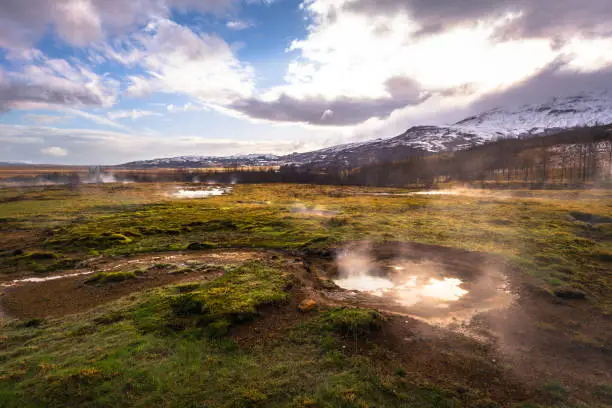 Photo of Geysir - May 03, 2018: Landscape of Geysir park, Iceland