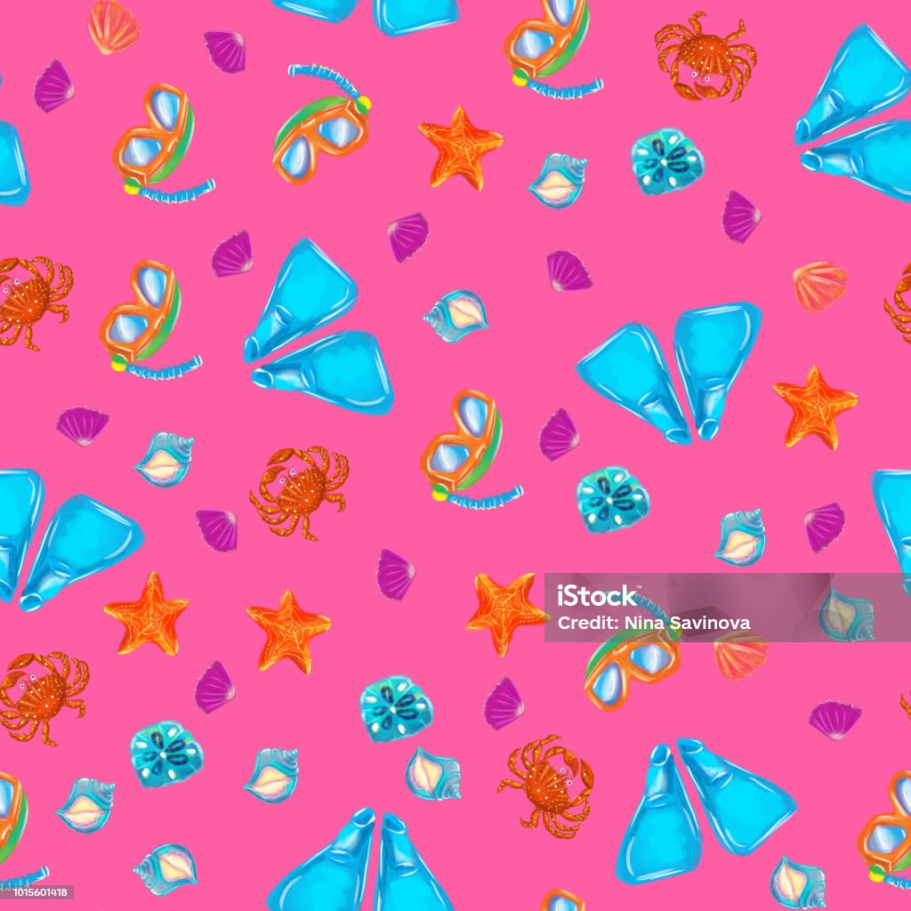 Colorful Beachy Pattern Cute Bright And Colorful Summer Beach Seamless Pattern Vector Stock ...