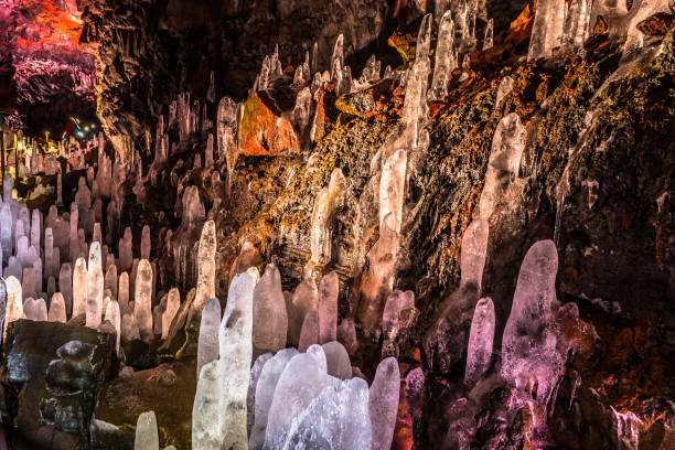 istock Raufarholshellir - May 04, 2018: Ice crystals inside the Raufarholshellir lava tunnels, Iceland 1015601498