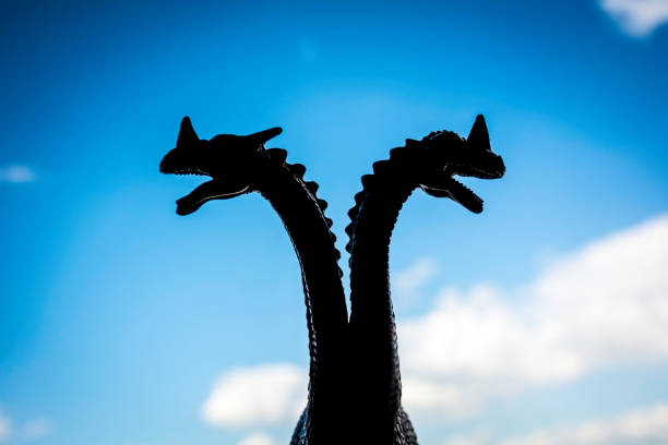 3D rendering of a green fantasy dragon isolated on white background