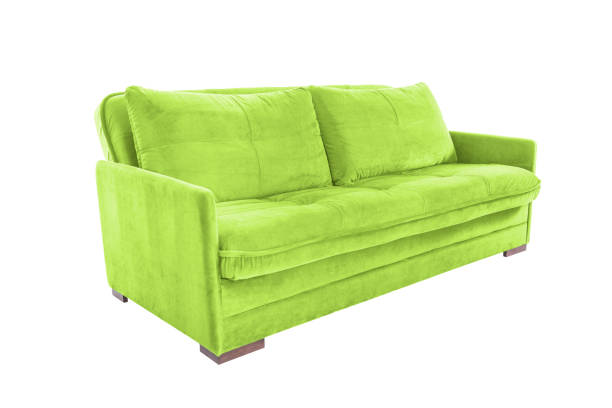 istock Three seats cozy color fabric sofa isolated on white background 1015618384