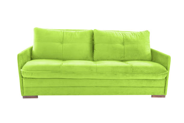 istock Three seats cozy color fabric sofa isolated on white background 1015618632