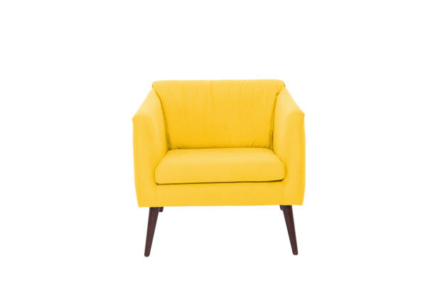armchair. Modern designer chair on white background. Texture chair. armchair. Modern designer chair on white background. Texture chair. Isolated On Yellow stock pictures, royalty-free photos & images