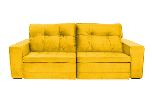 istock Three seats cozy color fabric sofa isolated on white background 1015621226