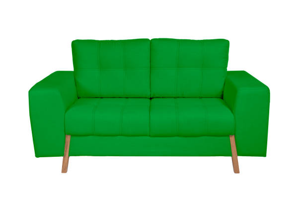 istock Three seats cozy color fabric sofa isolated on white background 1015625780