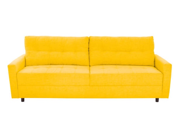 istock Three seats cozy color fabric sofa isolated on white background 1015626430