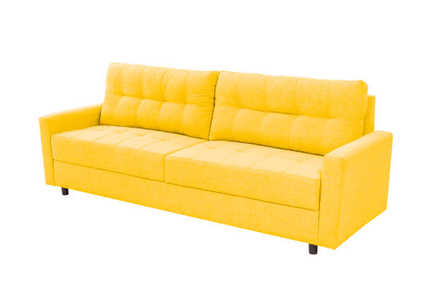 istock Three seats cozy color fabric sofa isolated on white background 1015626578