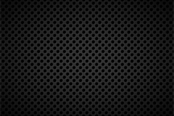 Vector illustration of Perforated black metallic background, abstract background vector illustration