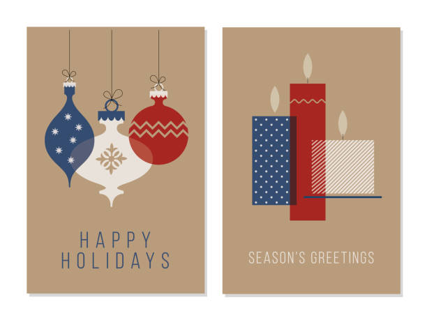 ilustraciones, imágenes clip art, dibujos animados e iconos de stock de colección de tarjetas de felicitación de navidad. - candle christmas tree candlelight christmas ornament