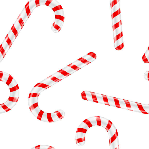 Candy canes. Red white striped candy. Seamess pattern Candy canes. Red white striped candy. Seamess pattern. Vector 3d illustration candy peppermint christmas mint stock illustrations