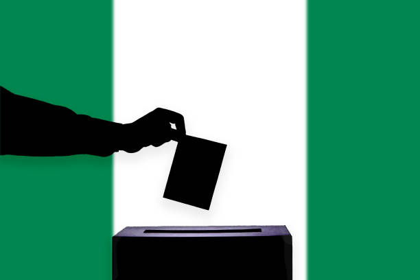 istock Nigeria flag with ballot box 1015650030