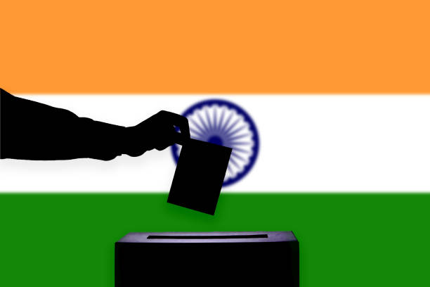 india flag with ballot box - vote casting imagens e fotografias de stock