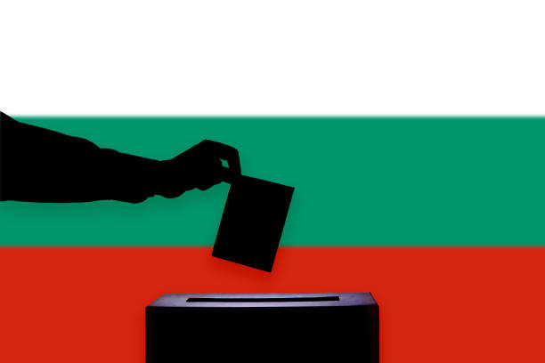 bulgaria flag with ballot box - vote casting imagens e fotografias de stock