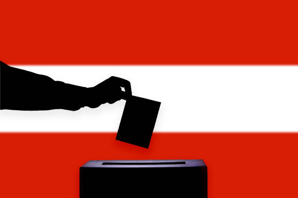 Austria flag with ballot box