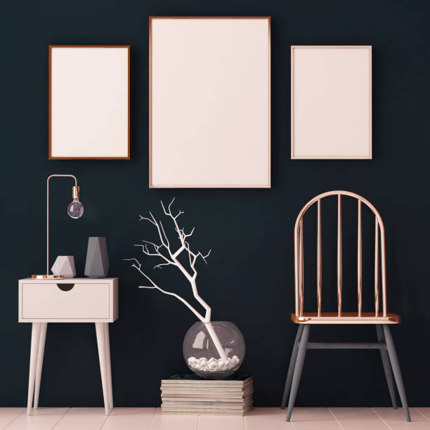 istock mockup posters in the frame on a light background in the interior. 3d 1015650702