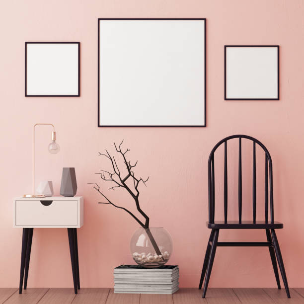 istock mockup posters in the frame on a light background in the interior. 3d 1015650710