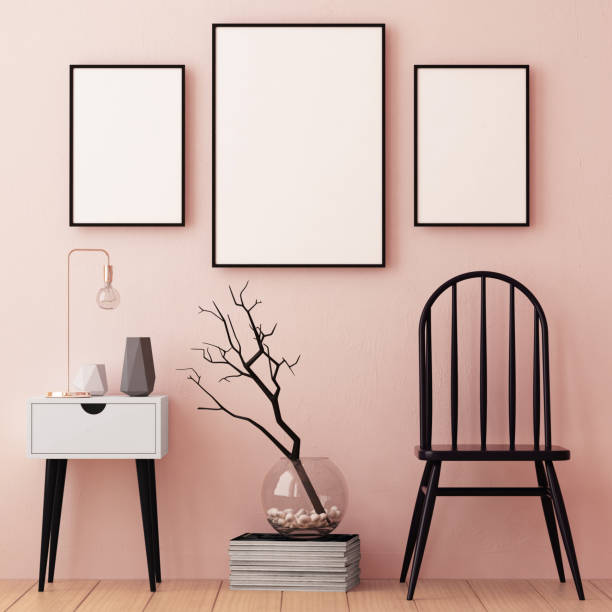 istock mockup posters in the frame on a light background in the interior. 3d 1015650744