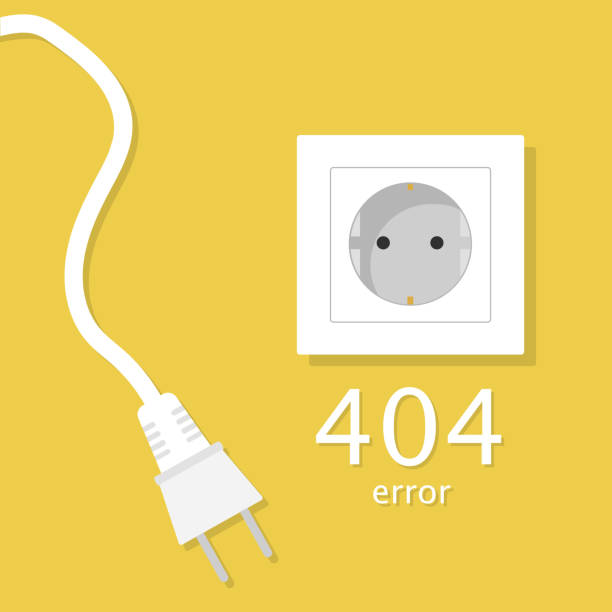 404 エラー-ページが見つかりません。接続エラーです。コンセントとプラグの無効、コンセプトです。ベクトル イラストのフラット デザイン。 - vector web page internet backgrounds点のイラスト素材／クリップアート素材／マンガ素材／アイコン素材