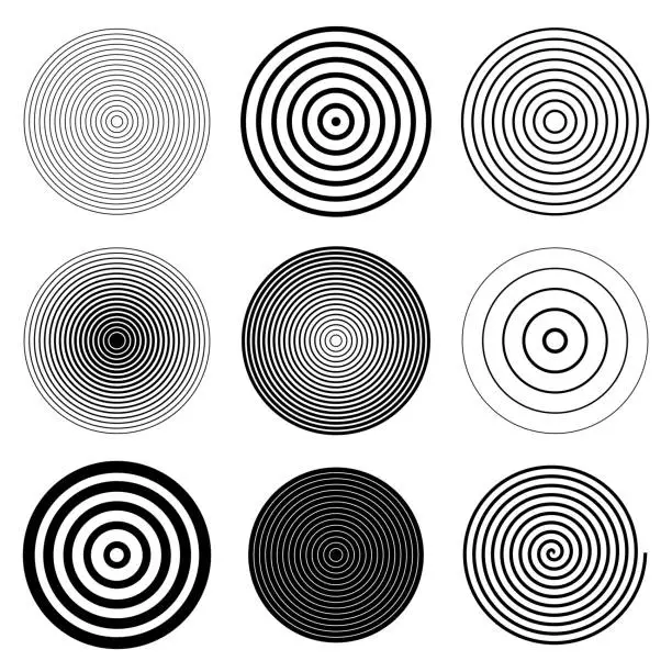 Vector illustration of Circle Round Target Spiral Design Elements