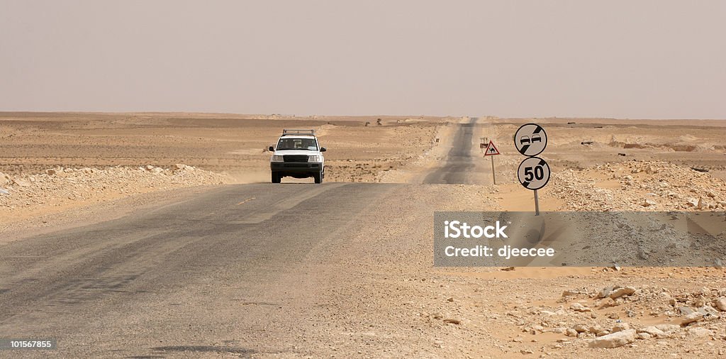 One 4x4 Jeep in Tunisian desert, between Tataouine and Douz  Africa Stock Photo