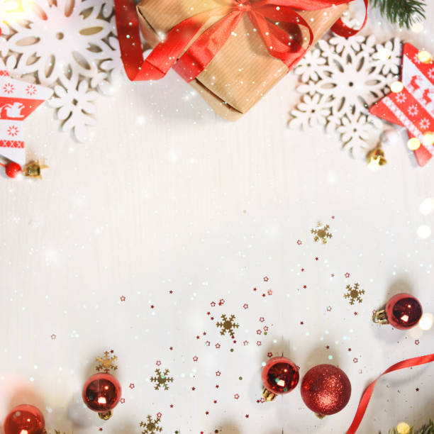 istock Christmas background with branch and ornaments 1015697518