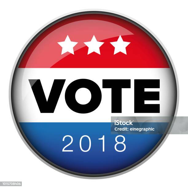 Vote Badge Button Usa Stock Illustration - Download Image Now - Campaign Button, Voting, Election