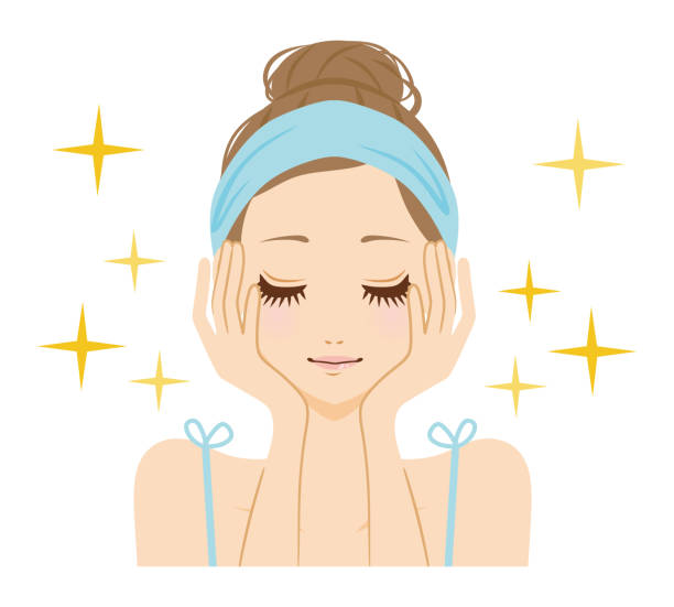 여자 누가 스킨케어. - cosmetics beauty treatment moisturizer spa treatment stock illustrations